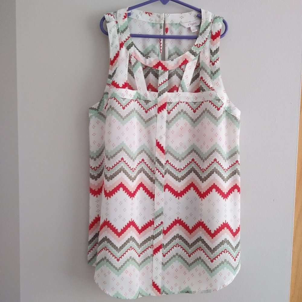 Candie's Top | Women's Red Green White Tank | Office Wear | Casual